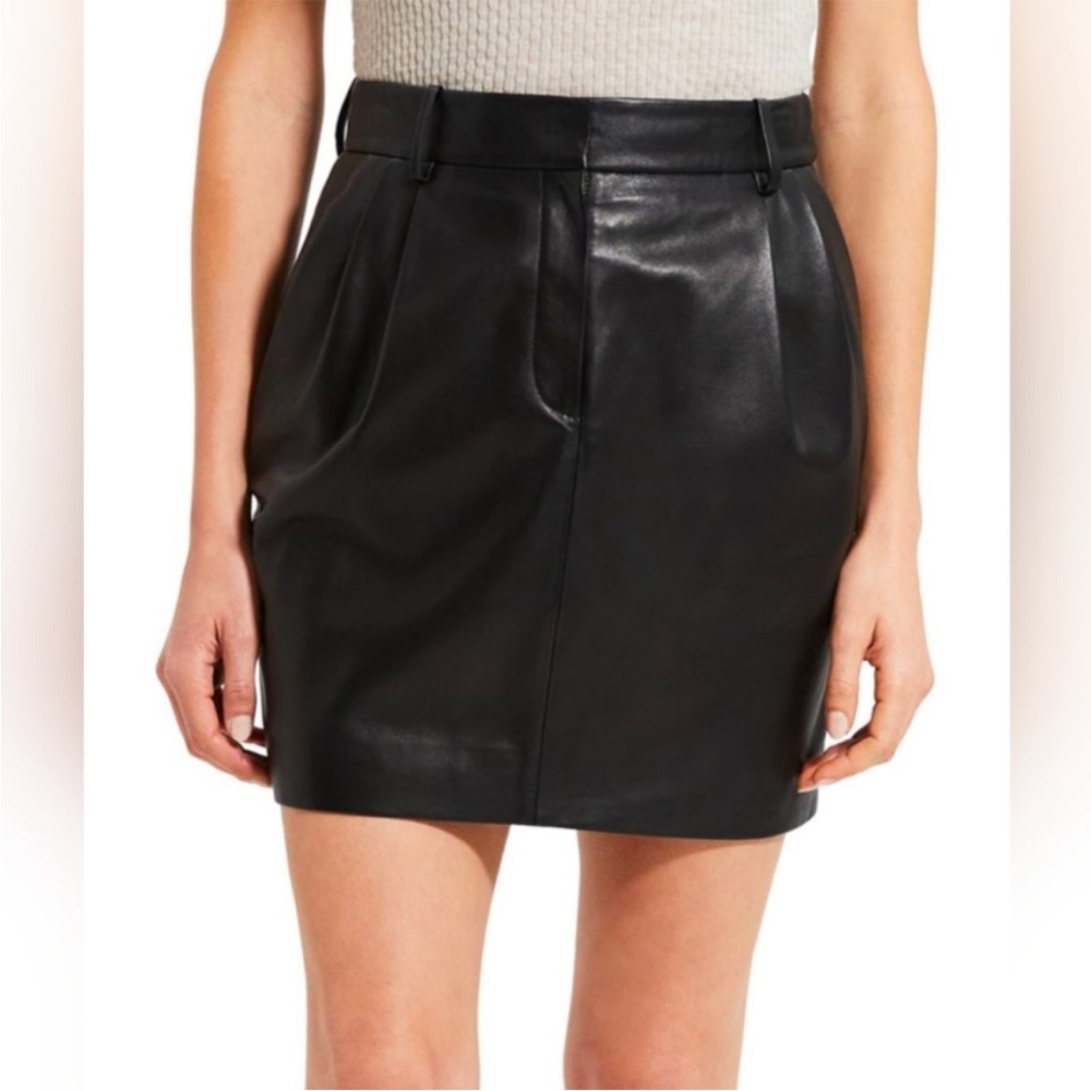 🌱Theory Black Leather Mini Skirt